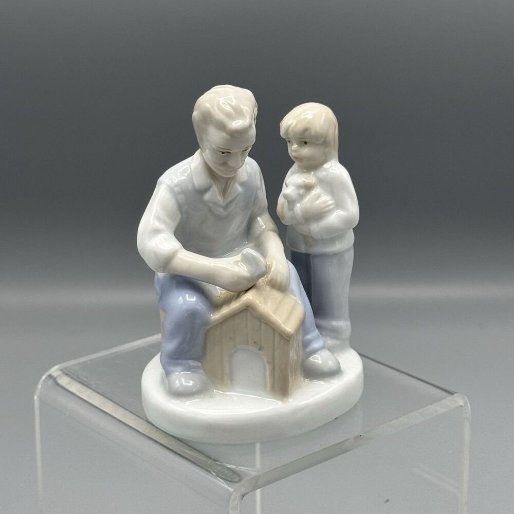 Ks Collection Porcelain Father Son Figurine Building Dog House Puppy Fathers Day